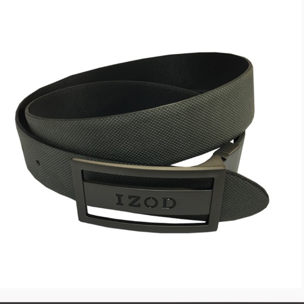 Izod Textured Reversible Cutout Plaque Belt - Grey/Black Size: 34